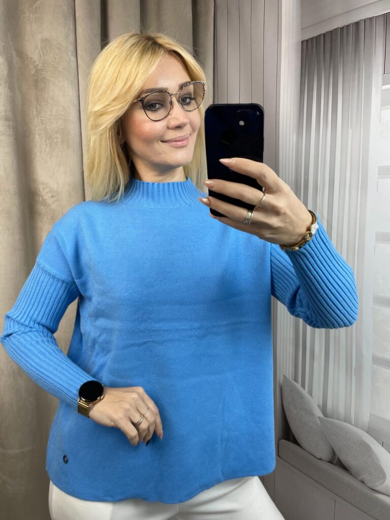 Półgolf z Kaszmirem Błękit S/M