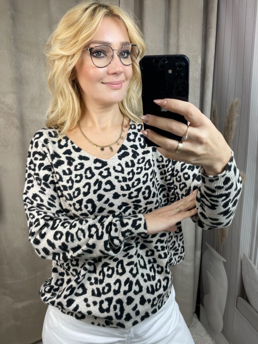 Sweter Panterka Jasny Bez L/XL - obrazek 3