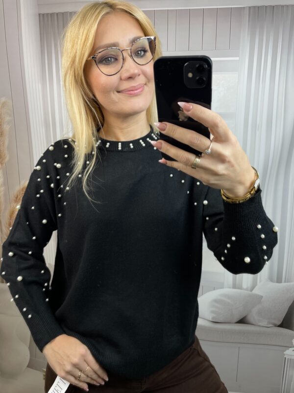 Sweter z Perełkami Czarny 2