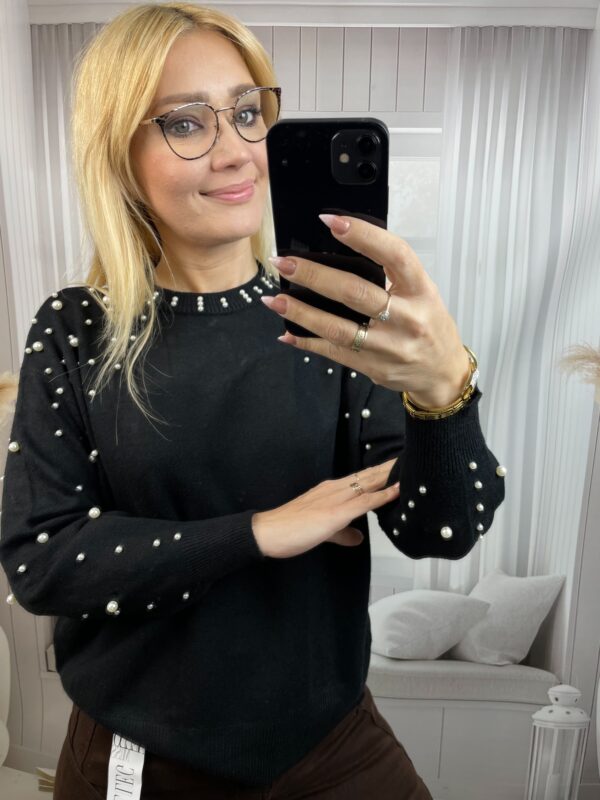 Sweter z Perełkami Czarny 2