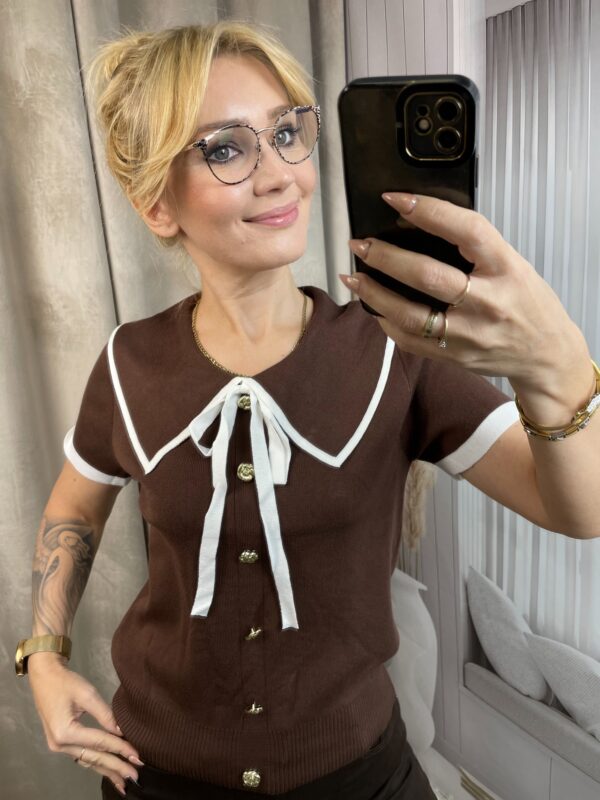 Sweter z Kołnierzykiem a;la Chanel Czekolada