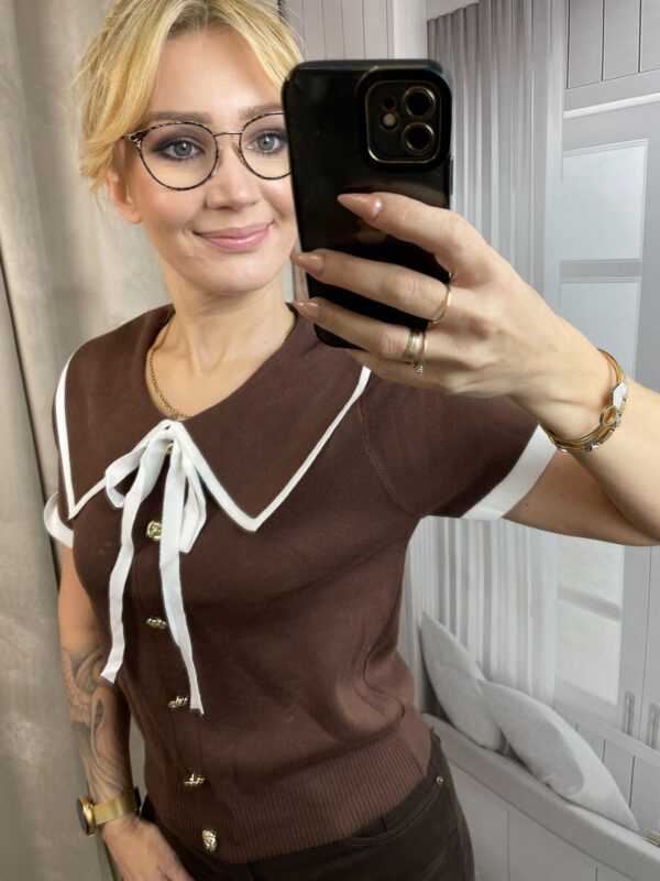 Sweter z Kołnierzykiem a;la Chanel Czekolada