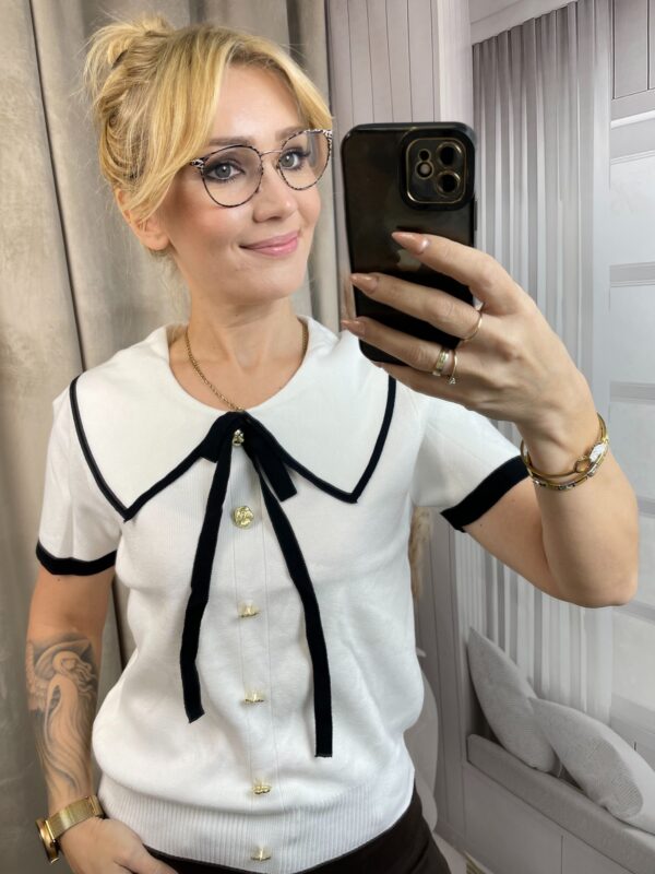 Sweter z Kołnierzykiem a;la Chanel Biała