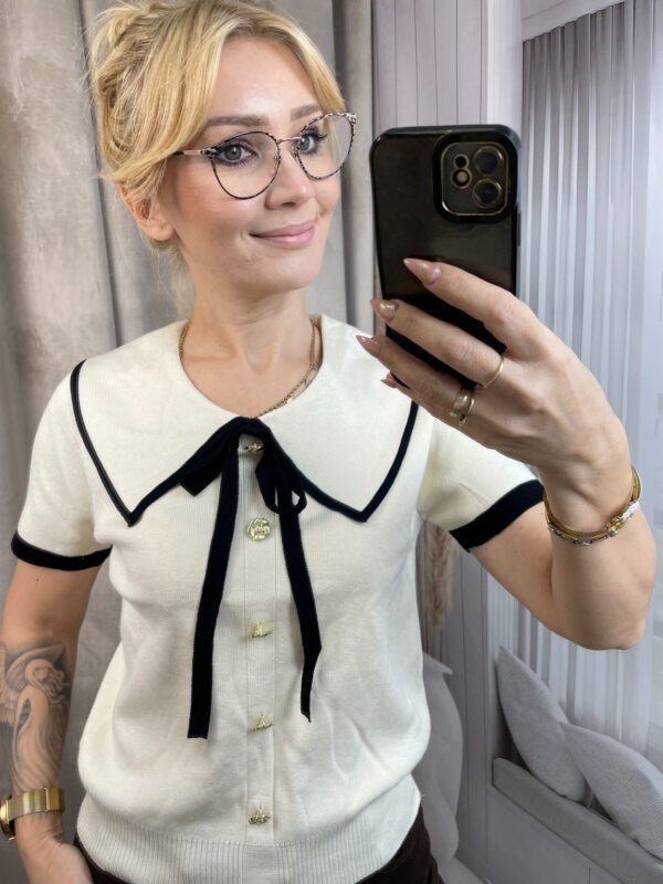 Sweter z Kołnierzykiem a;la Chanel Śmietanka