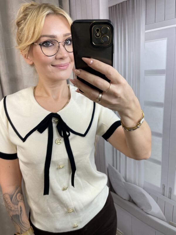 Sweter z Kołnierzykiem a;la Chanel Śmietanka