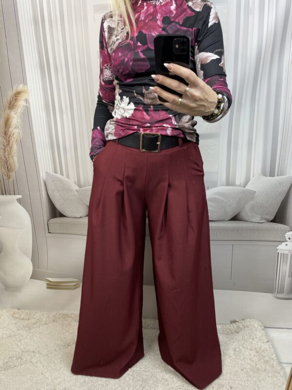 Spodnie Szwedy z Paskiem Bordo