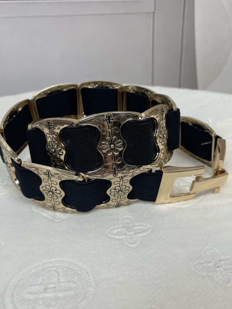 Ozdobny Pasek CHERI na Gumie Czarny