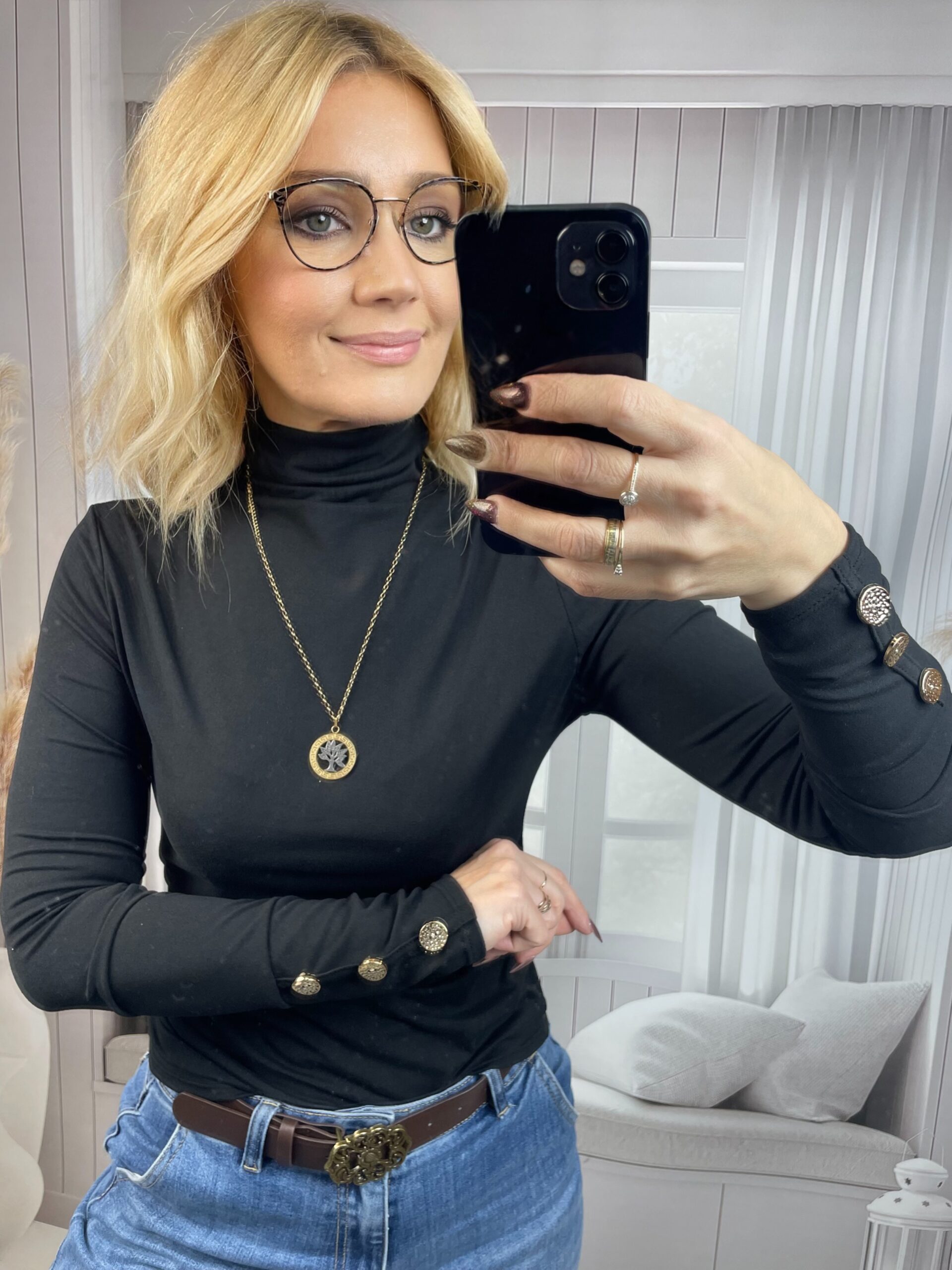 Golf ze Złotymi Guzikami Czarny - obrazek 3