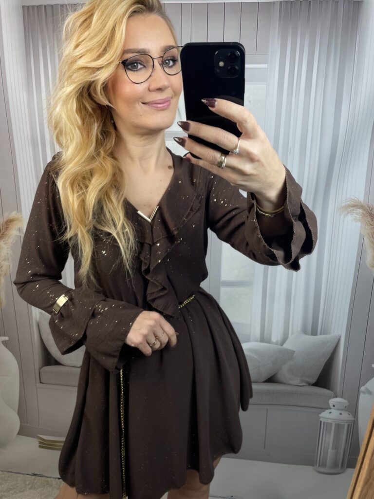 Sukienka Mini BIBIONE Czekolada Sukienka Mini BIBIONE Czekolada