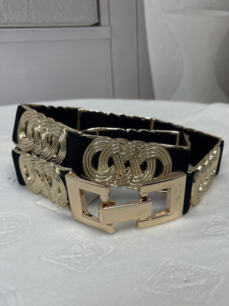 Ozdobny Pasek Goti na Gumie Czarny