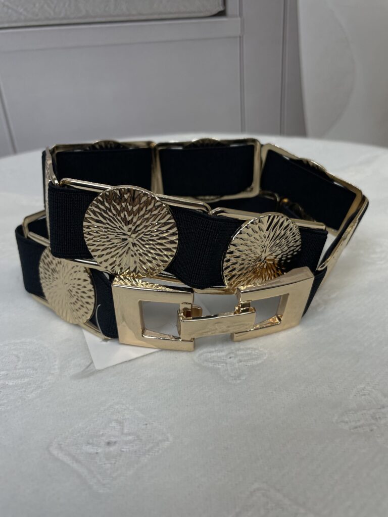 Ozdobny Pasek Monetki na Gumie Czarny