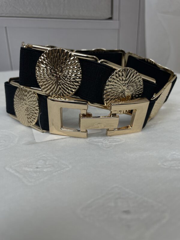 Ozdobny Pasek Monetki na Gumie Czarny