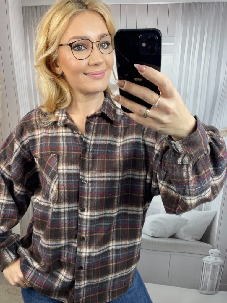 Koszula Flanelowa w Kratę Brąz-Bordo Koszula Flanelowa w Kratę Brąz-Bordo