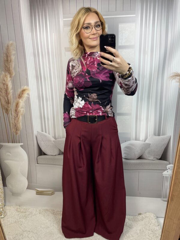 Spodnie Szwedy z Paskiem Bordo