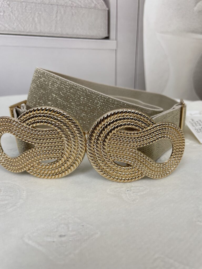 Ozdobny Pasek Pętla na Gumie Złoty