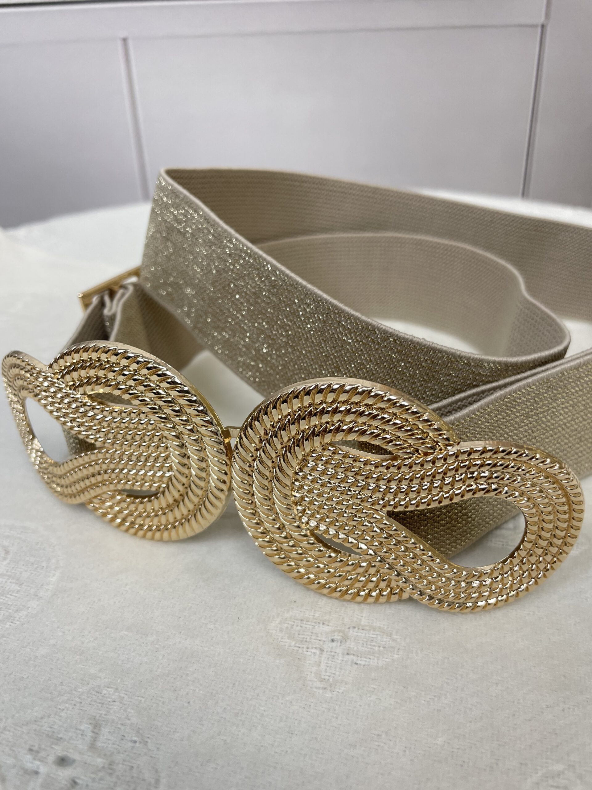 Ozdobny Pasek Pętla na Gumie Złoty - obrazek 2