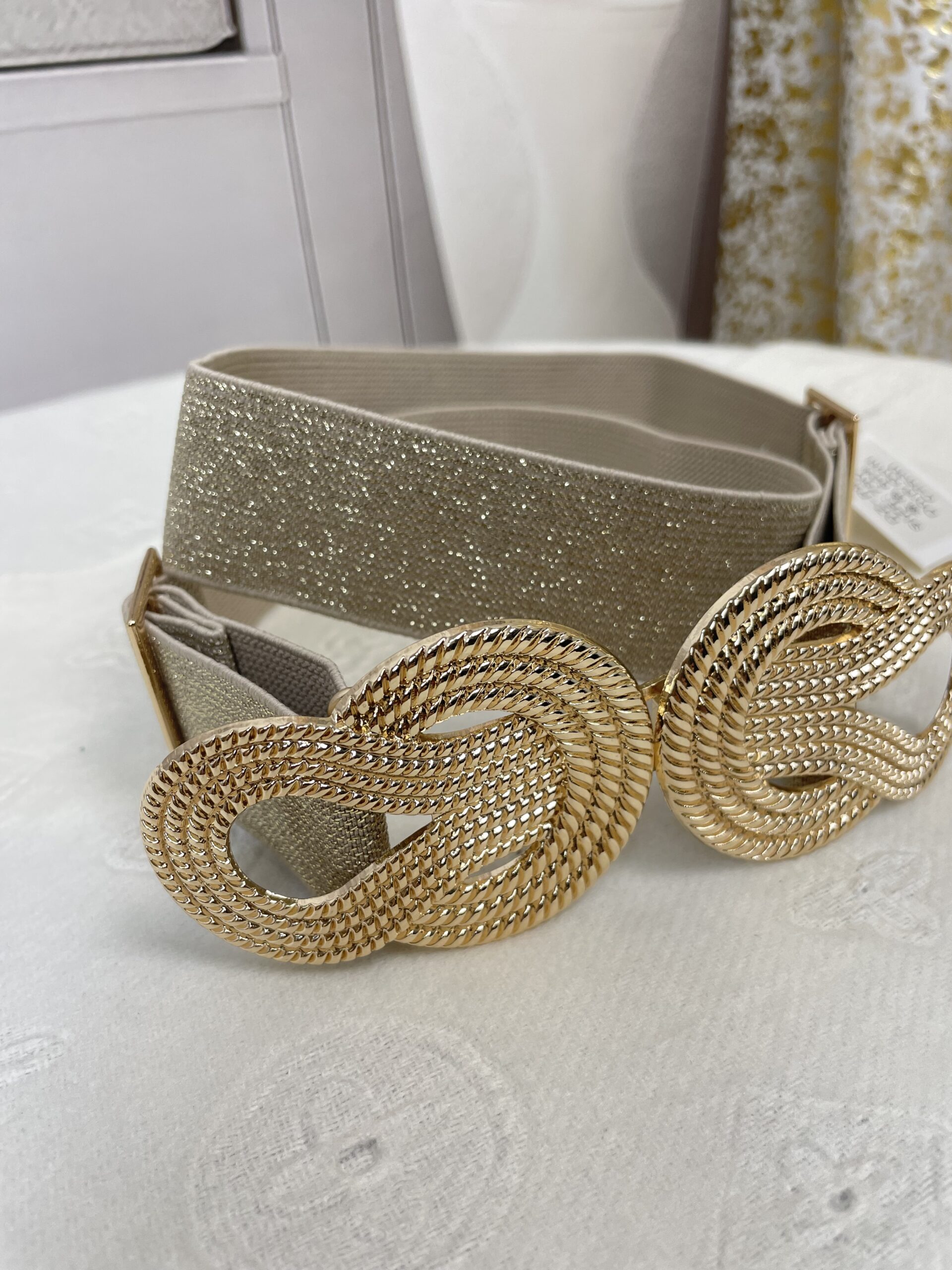 Ozdobny Pasek Pętla na Gumie Złoty - obrazek 3