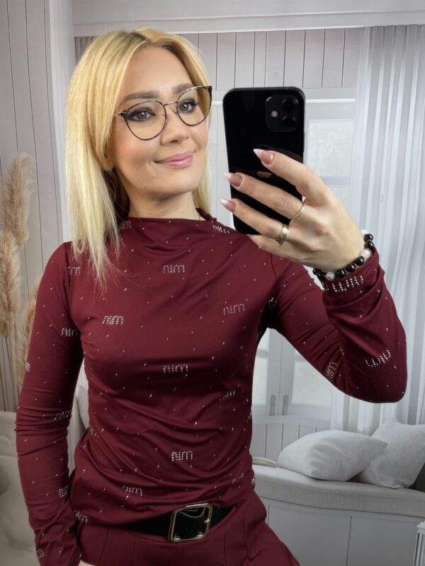 Półgolf z Cyrkoniami MIN MIN  Bordo