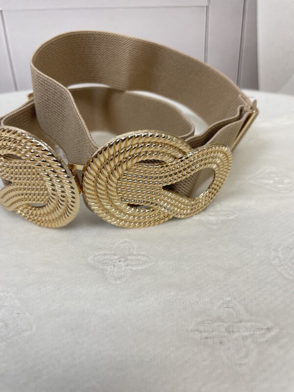 Ozdobny Pasek Pętla na Gumie Beż