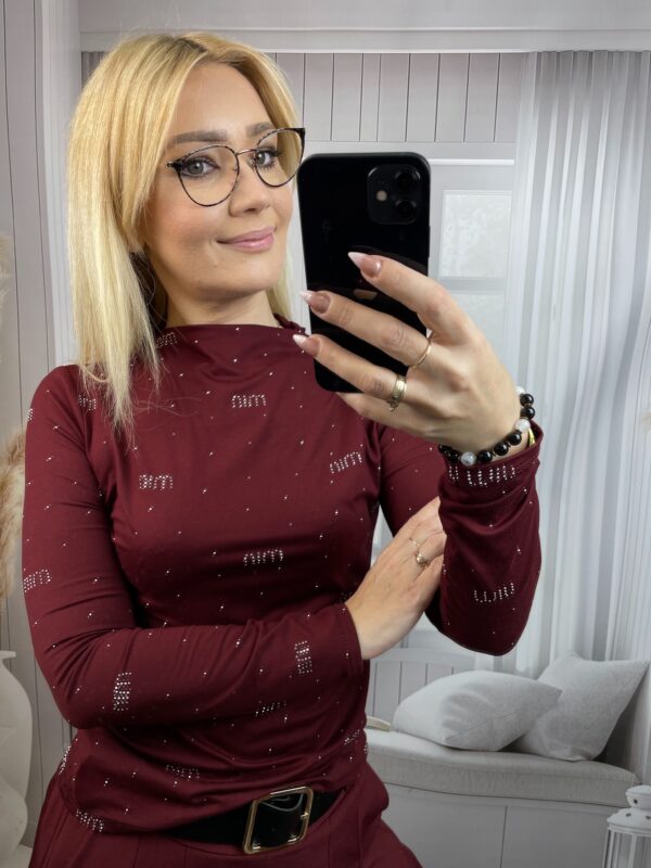 Półgolf z Cyrkoniami MIN MIN  Bordo