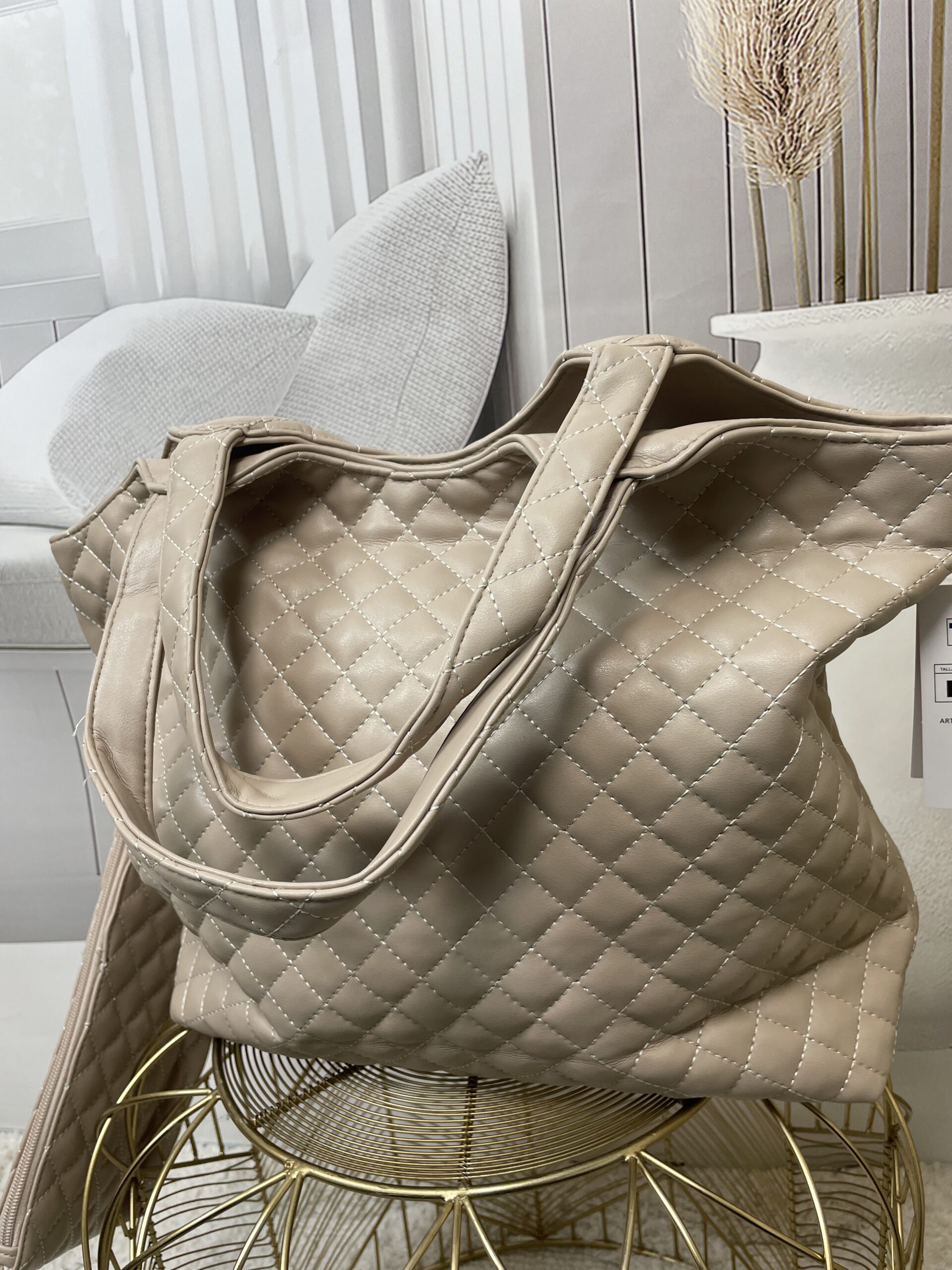 Torebka Pikowana z Logowaniem Beż Torebka Pikowana z Logowaniem Beż