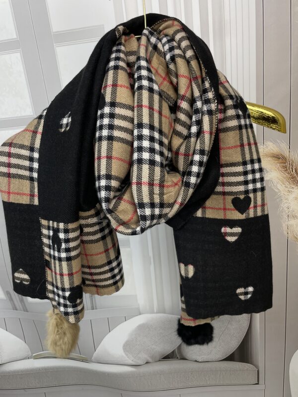 Szal Zimowy z Wełny i Kaszmiru - Dwustronny Czarny