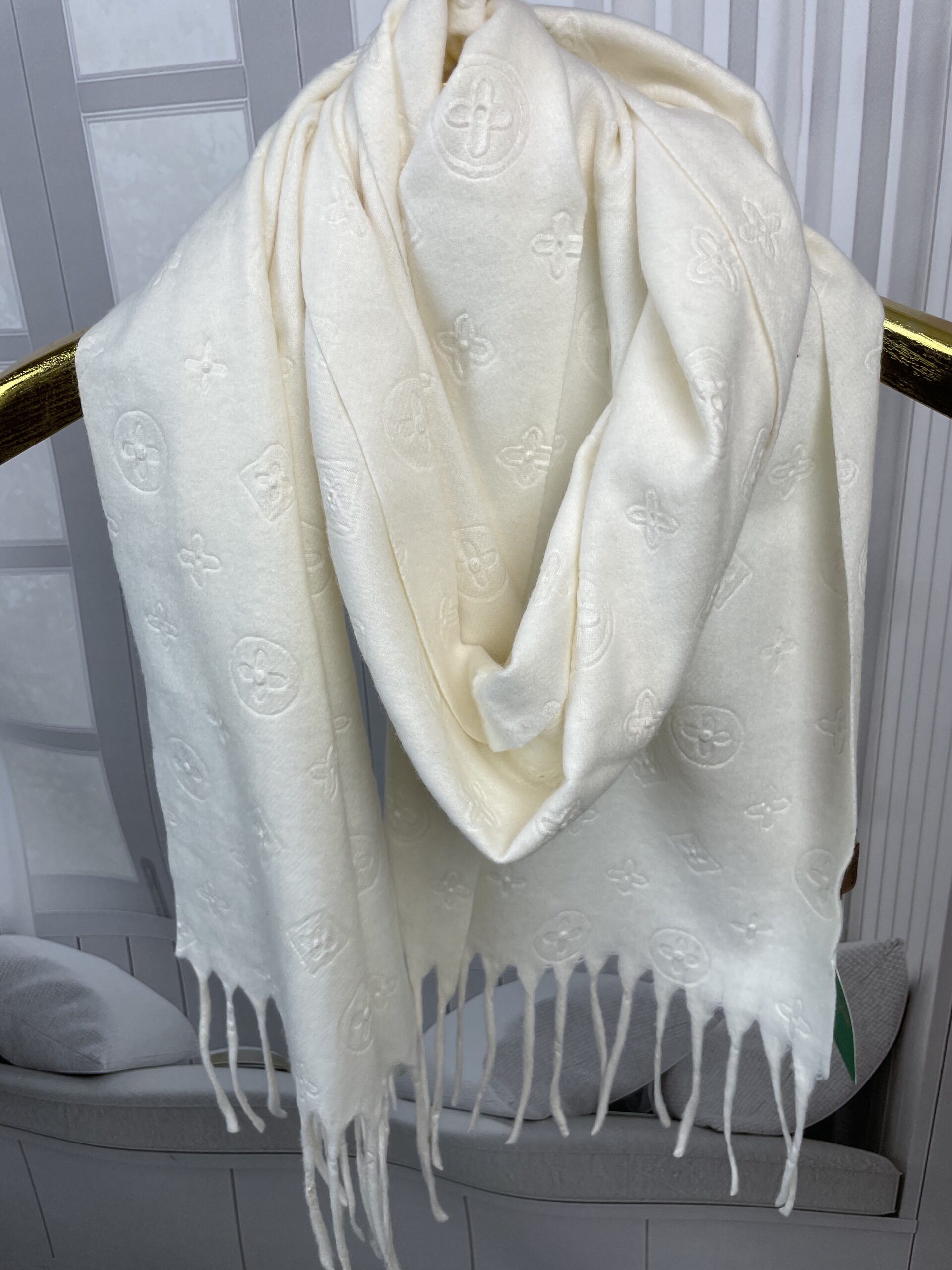 Szal Zimowy z Wełny i Kaszmiru Śmietanka