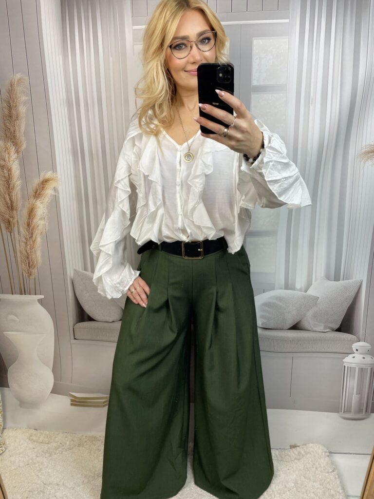 Spodnie Szwedy z Paskiem Oliwka