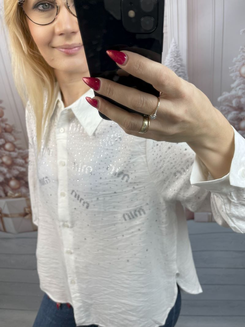 Koszula MIN z Cyrkoniami Biała Koszula MIN z Cyrkoniami Biała