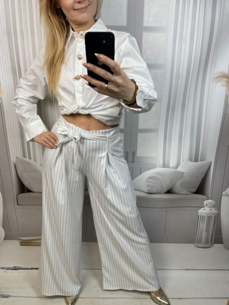 Klasyczne Szwedy w Paski - Białe Klasyczne Szwedy w Paski - Białe