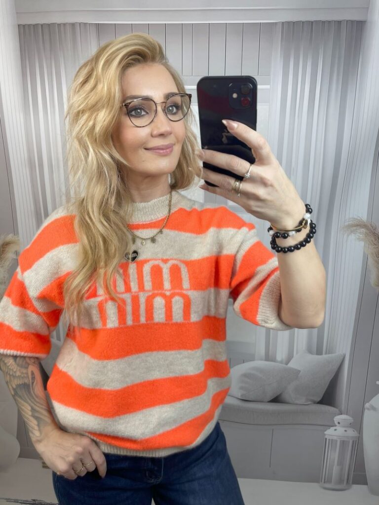 Sweter MIN MIN Beżowo-Pomarańczowy