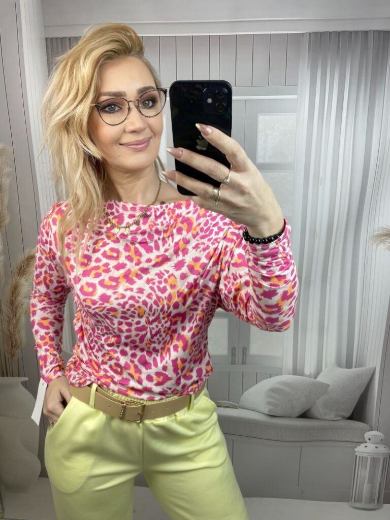 Bluzka Panterka Fuksja z Pomarańczem