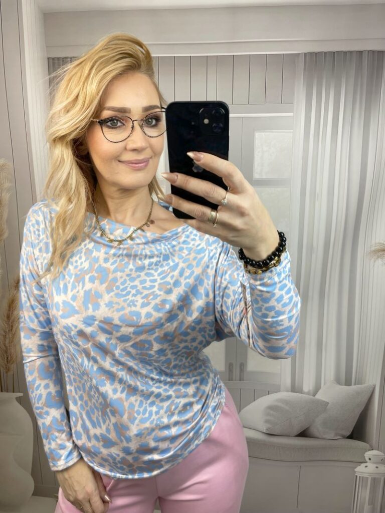 Bluzka Panterka Błękit z Beżem Bluzka Panterka Błękit z Beżem