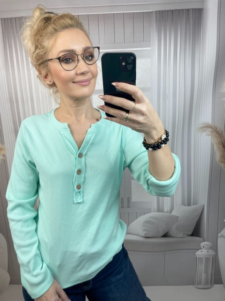 Bluzka Basic Prążkowana Mięta Bluzka Basic Prążkowana Mięta