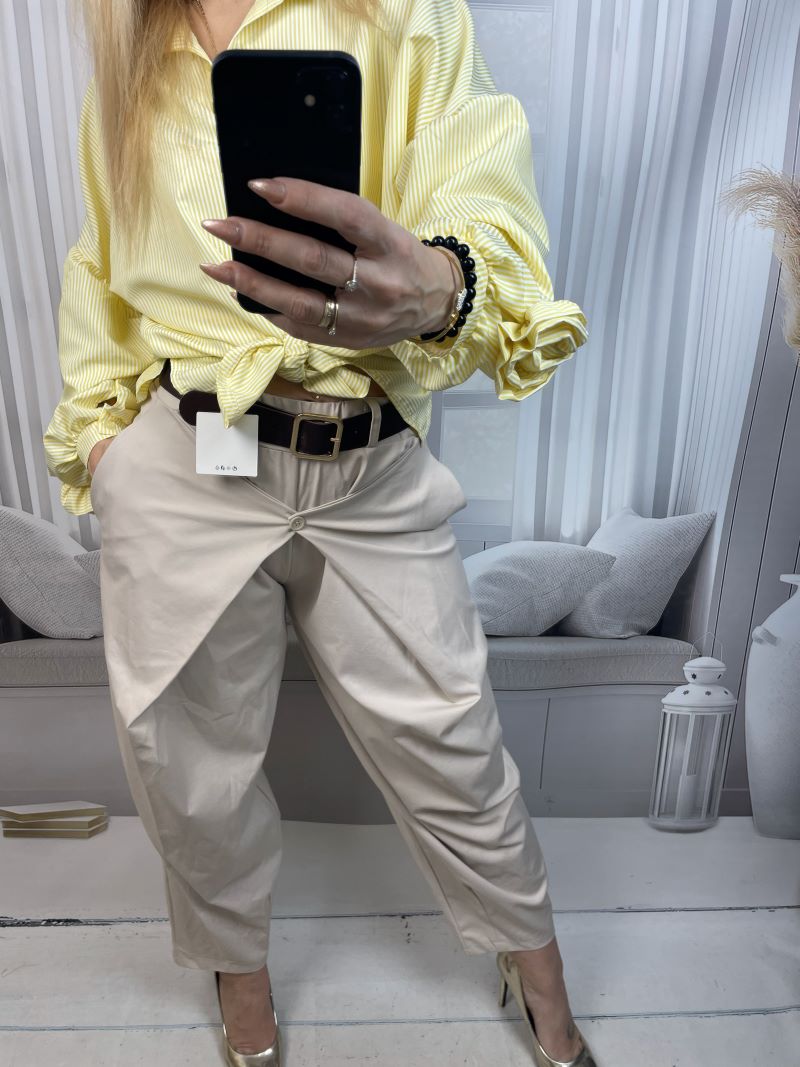 Spodnie Baloony z Zapięciem - Jasny Beż Spodnie Baloony z Zapięciem - Jasny Beż