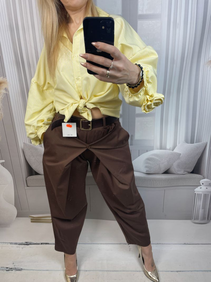 Spodnie Baloony z Zapięciem - Czekolada Spodnie Baloony z Zapięciem - Czekolada