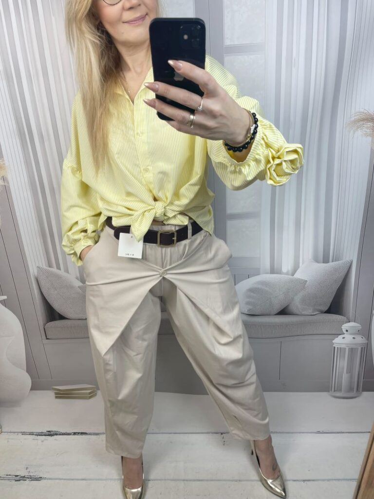 Spodnie Baloony z Zapięciem - Jasny Beż