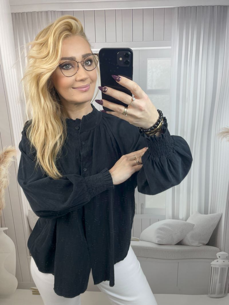 Koszula Sztruksowa 100 % Bawełna - Czarna Koszula Sztruksowa 100 % Bawełna - Czarna