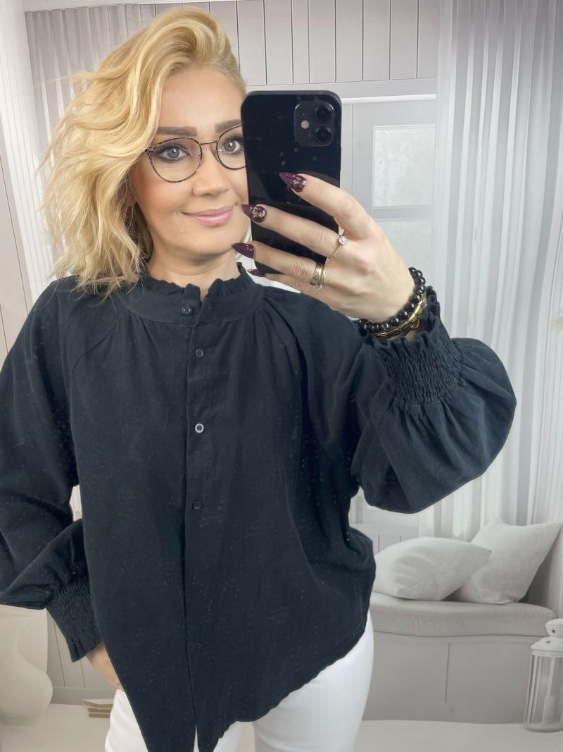 Koszula Sztruksowa 100 % Bawełna - Czarna Koszula Sztruksowa 100 % Bawełna - Czarna