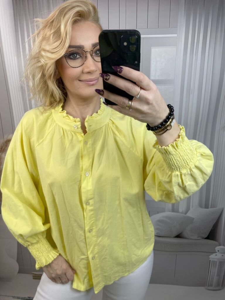 Koszula Sztruksowa 100 % Bawełna - Żółta