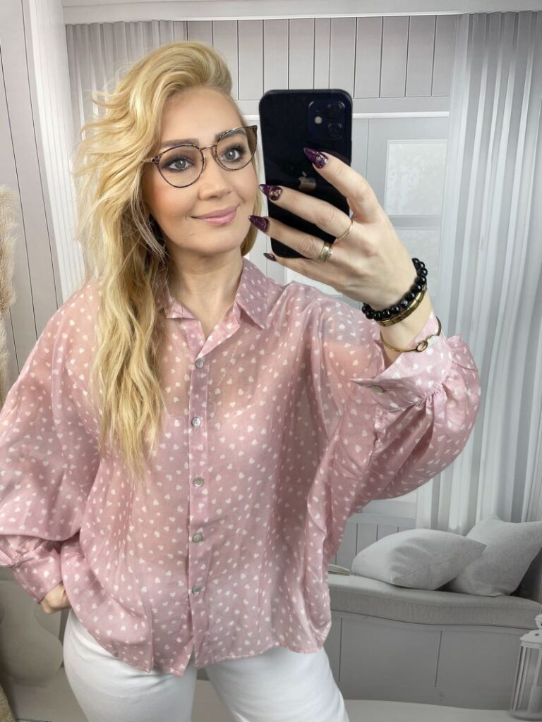 Koszula w Serca - Pudrowy Róż