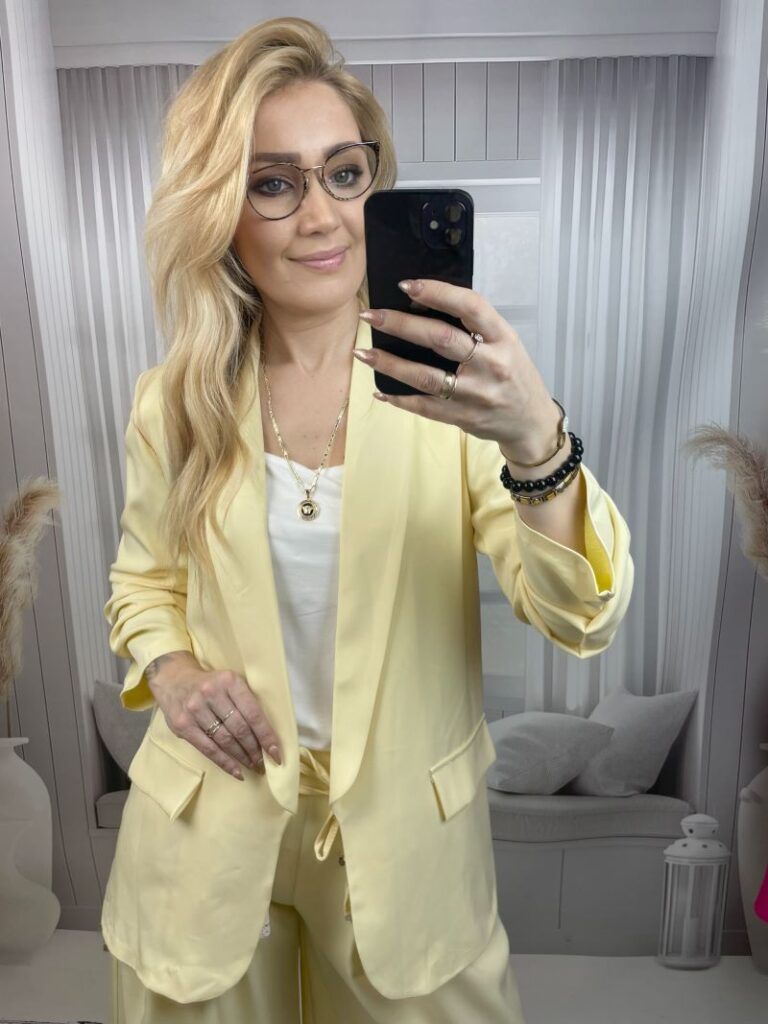 Marynarka Oversize - Pastelowy Żółty