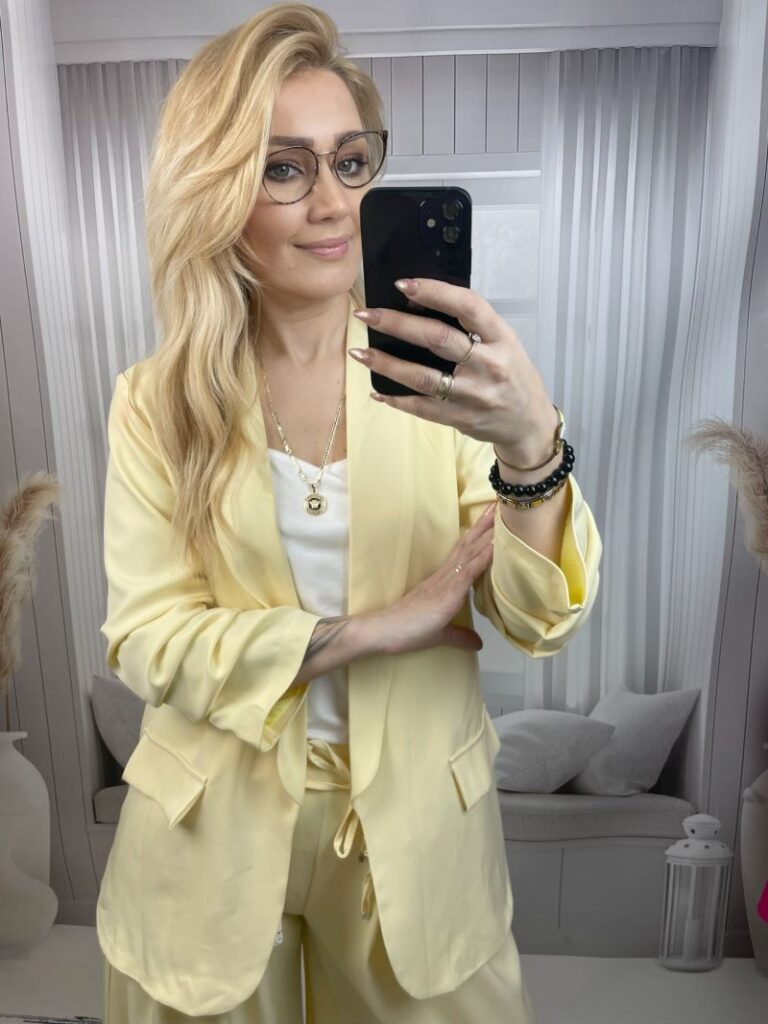 Marynarka Oversize - Pastelowy Żółty Marynarka Oversize - Pastelowy Żółty