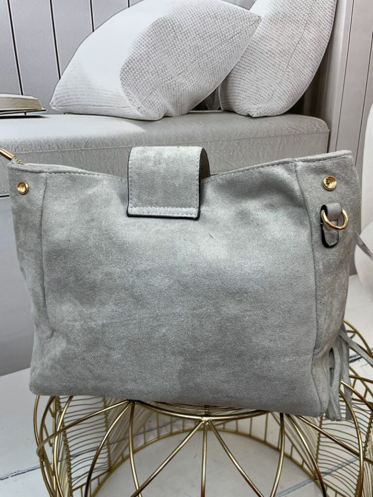 Torebka z Eko Zamszu z Frędzlami Szara