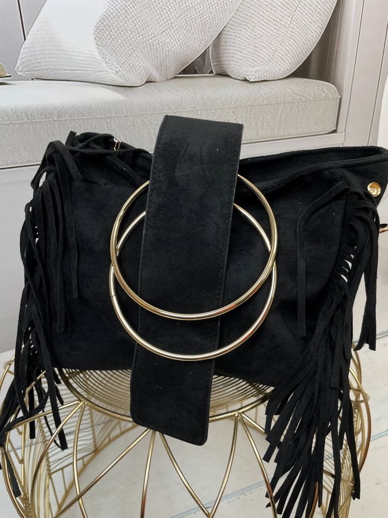 Torebka z Eko Zamszu z Frędzlami Czarna Torebka z Eko Zamszu z Frędzlami Czarna