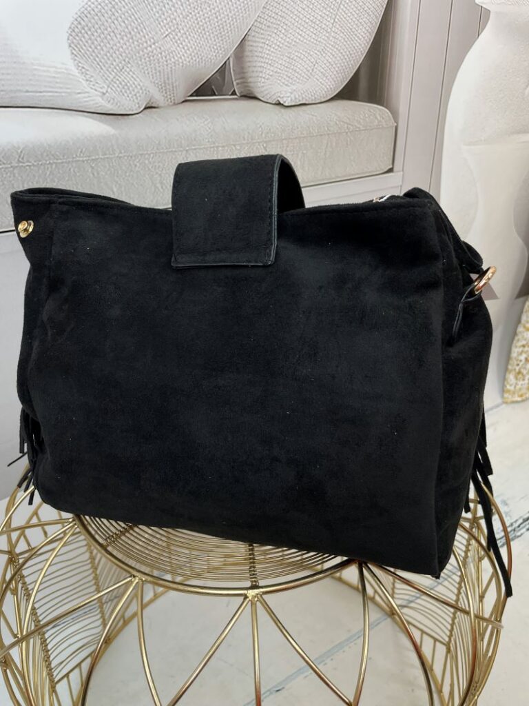 Torebka z Eko Zamszu z Frędzlami Czarna