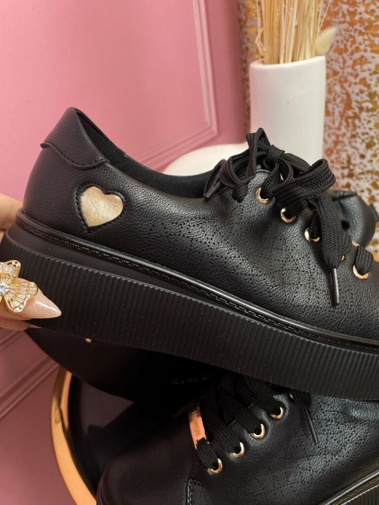 Sneakersy na Platformie ze Skórzaną Wkładką Serce Sneakersy na Platformie ze Skórzaną Wkładką Serce