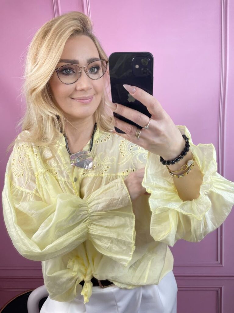 Koszula Transparentna z Haftem - Żółta Koszula Transparentna z Haftem - Żółta