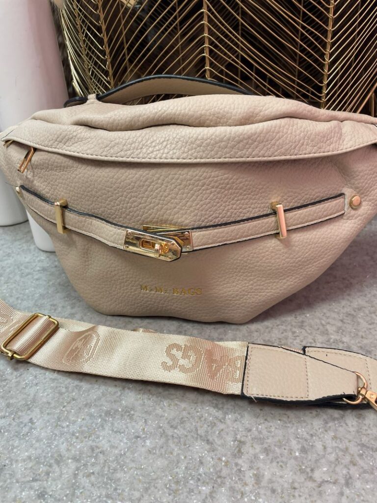 Torebka Listonoszka ze Złotymi Okuciami - Jasny Beż