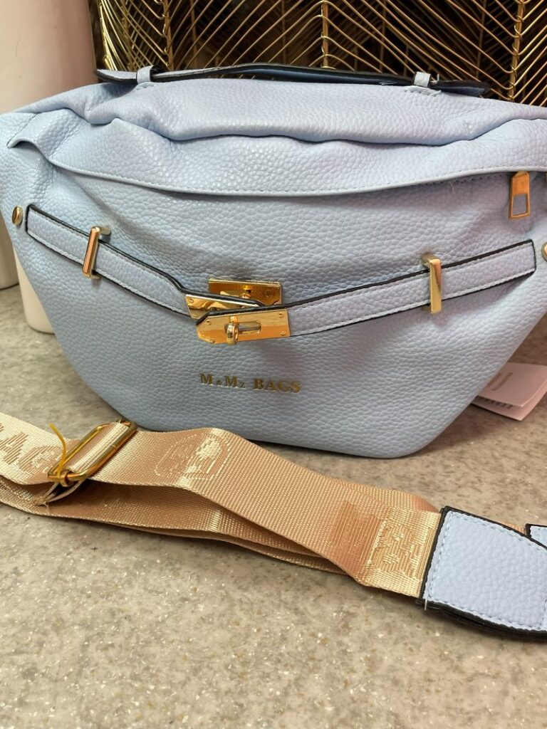 Torebka Listonoszka ze Złotymi Okuciami - Błękit